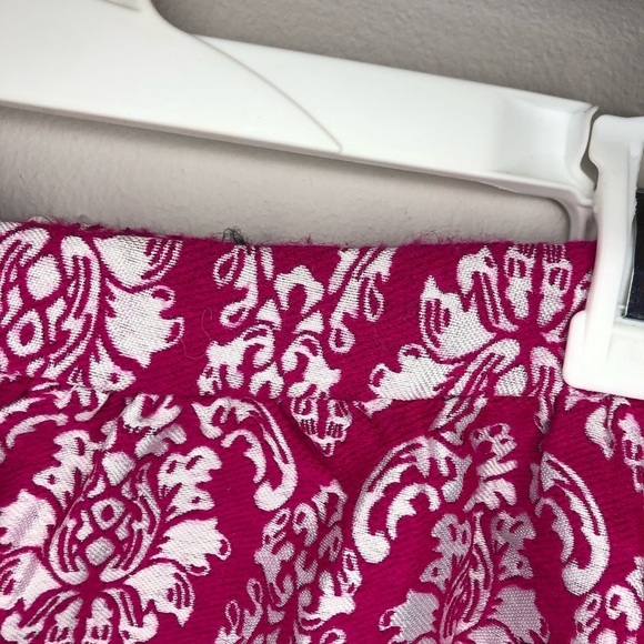 Fuchsia/Pink & White Damask Midi Skirt - Picture 7 of 7